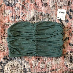 Free People Ruched Bandeau Top - Turquoise/Teal Small